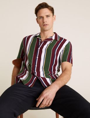Striped Cuban Collar Shirt - NO