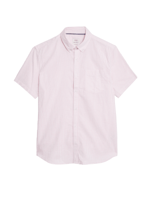 

Mens M&S Collection Pure Cotton Striped Oxford Shirt - Medium Pink, Medium Pink