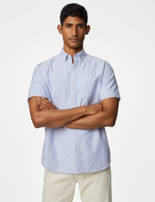  Chemise Oxford 100 % coton à rayures - Blue