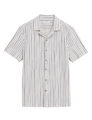 

M&S Collection Camisa de rayas 100% algodónMens - Blue Mix, Blue Mix