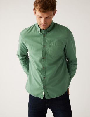 

Mens M&S Collection Pure Cotton Oxford Shirt - Bright Green, Bright Green
