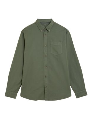 

Mens M&S Collection Pure Cotton Garment Dyed Oxford Shirt - Khaki, Khaki