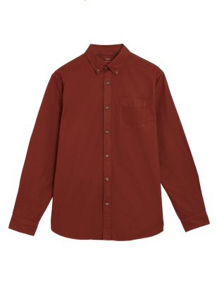 

M&S Collection Camisa Oxford 100% algodón teñidaMens - Rust, Rust
