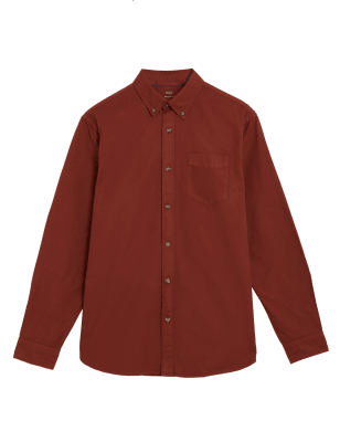 

Mens M&S Collection Pure Cotton Garment Dyed Oxford Shirt - Rust, Rust