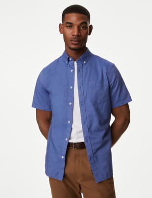 Mens short sleeve button down casual shirts sale