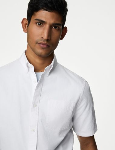 XMMSWDLA Men's Casual Urban Stylish Slim Fit Short Sleeve Button UP Dress  Shirt Navy Shirts for Men 