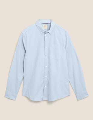 

Mens M&S Collection Schmal geschnittenes Oxford-Hemd aus reiner Baumwolle - Blue, Blue