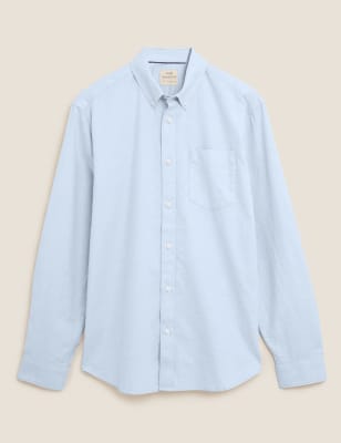 

Mens M&S Collection Pure Cotton Oxford Shirt - Blue, Blue