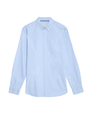 

Mens M&S Collection Slim Fit Pure Cotton Oxford Shirt - Blue, Blue