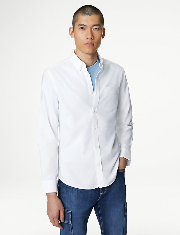 Slim Fit Pure Cotton Oxford Shirt - HR