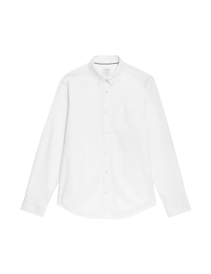 

M&S Collection Camisa Oxford 100% algodón de corte ajustadoMens - White, White