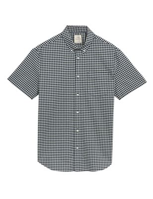 

Mens M&S Collection Pure Cotton Gingham Check Oxford Shirt - Green Mix, Green Mix