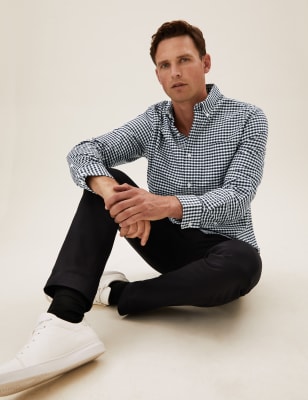 

Mens M&S Collection Camisa Oxford 100% algodón de vichy - Indigo, Indigo