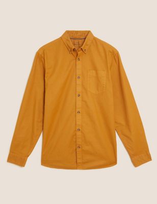 M&S Mens Pure Cotton Garment Dyed Oxford Shirt