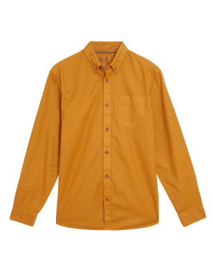 

Mens M&S Collection Pure Cotton Garment Dyed Oxford Shirt - Golden Tan, Golden Tan