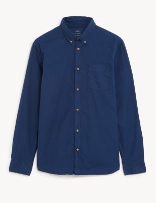 Pure Cotton Garment Dyed Oxford Shirt | M&S HK