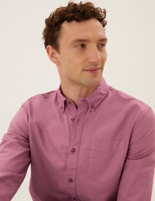 

Mens M&S Collection Pure Cotton Oxford Shirt - Medium Pink, Medium Pink