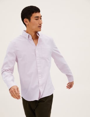 

Mens M&S Collection Pure Cotton Oxford Shirt - Light Pink, Light Pink