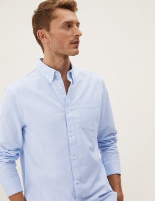 

Mens M&S Collection Pure Cotton Oxford Shirt - Blue, Blue
