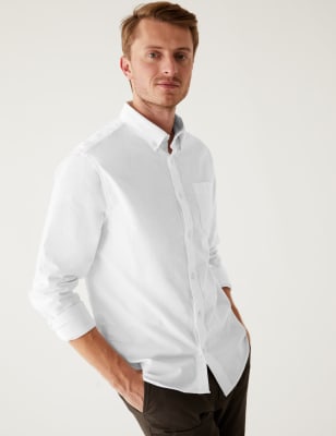 

Mens M&S Collection Oxford-Bluse aus reiner Baumwolle - White, White