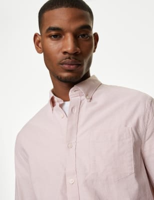 Marks And Spencer Mens M&S Collection Pure Cotton Oxford Shirt - Light Pink