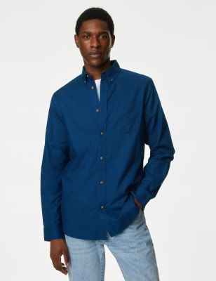 

Mens M&S Collection Oxford-Bluse aus reiner Baumwolle - Cobalt, Cobalt