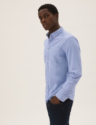 

Mens M&S Collection Pure Cotton Oxford Shirt - Light Chambray, Light Chambray