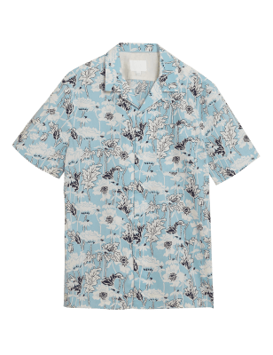 

Mens M&S Originals Pure Cotton Floral Shirt - Blue Mix, Blue Mix