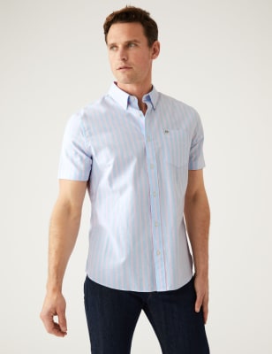 

Mens M&S Collection Pure Cotton Striped Oxford Shirt - Pink Mix, Pink Mix