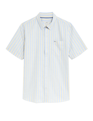 

Mens M&S Collection Pure Cotton Striped Oxford Shirt - Yellow Mix, Yellow Mix