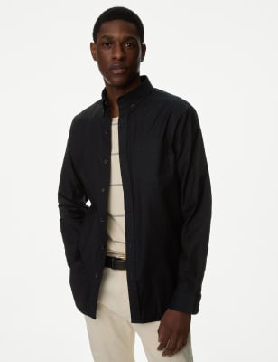

Mens M&S Collection Oxford-Bluse aus reiner Baumwolle - Black, Black