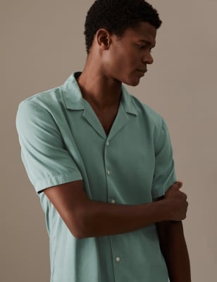 

Mens Autograph Pure Tencel™ Revere Shirt - Sea Green, Sea Green