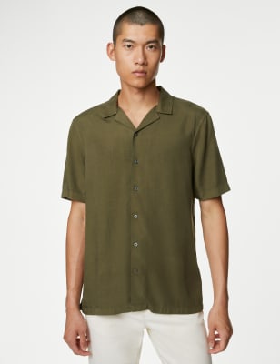

Mens Autograph Pure Tencel™ Cuban Collar Shirt - Sage Green, Sage Green