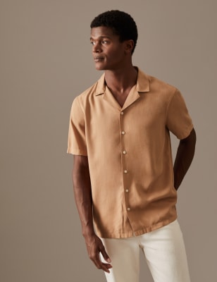 

Mens Autograph Pure Tencel™ Revere Shirt - Copper Tan, Copper Tan