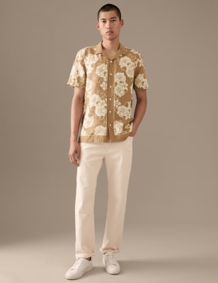 Linen Rich Floral Cuban Collar Shirt