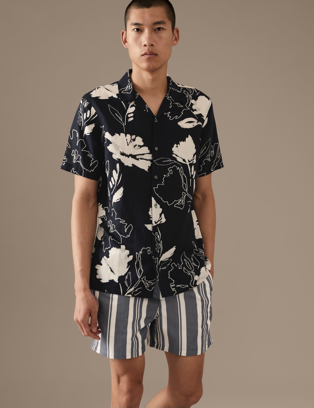 Linen Rich Floral Revere Shirt image 1