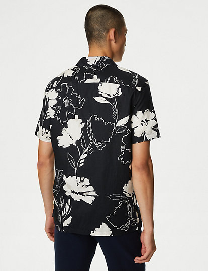 Linen Rich Floral Cuban Collar Shirt