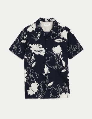 

Autograph Camisa de lino con solapa floralMens - Navy Mix, Navy Mix