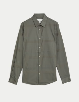 Cotton Blend Overcheck Shirt