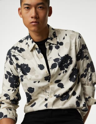 

Mens Autograph Floral Printed Shirt - Ecru Mix, Ecru Mix