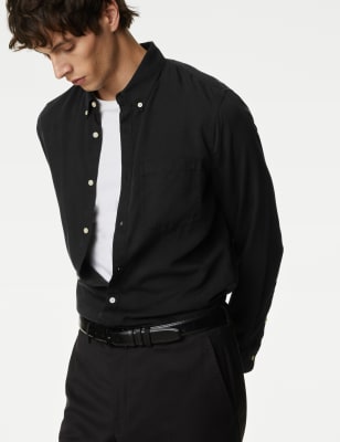 

Mens Autograph Lyocell Garment Dyed Shirt - Black, Black