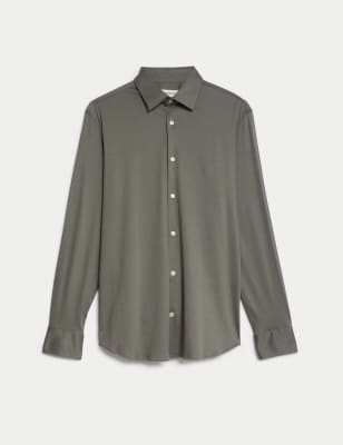 

Mens Autograph Slim Fit Pure Cotton Jersey Shirt - Sage Green, Sage Green