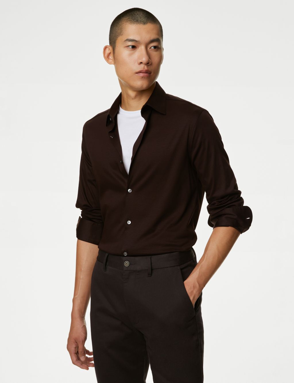 Black Shirt with Brown Pants