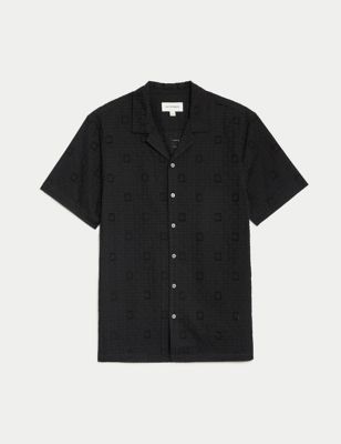 Easy Iron Pure Cotton Revere Collar Embroidered Shirt