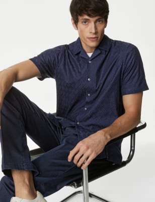 

Mens Autograph Textured Pure Cotton Jersey Shirt - Navy, Navy