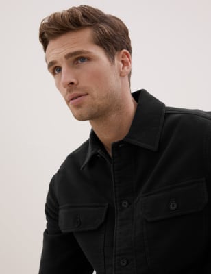 

Mens Autograph Overshirt aus italienischem Moleskin aus reiner Baumwolle in Übergröße - Charcoal, Charcoal