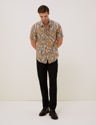 Cotton Print Revere Shirt