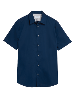 

Mens Autograph Slim Fit Cotton Tencel Shirt - Navy, Navy