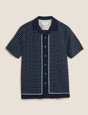 

Mens Autograph Linen Tencel Border Print Shirt - Navy Mix, Navy Mix