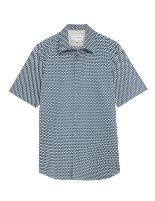 

Mens Autograph Cotton Tencel Geometric Print Shirt - Navy Mix, Navy Mix